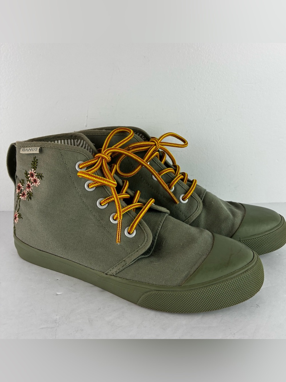 Bangs Sage Green Floral High Top Canvas Sneakers